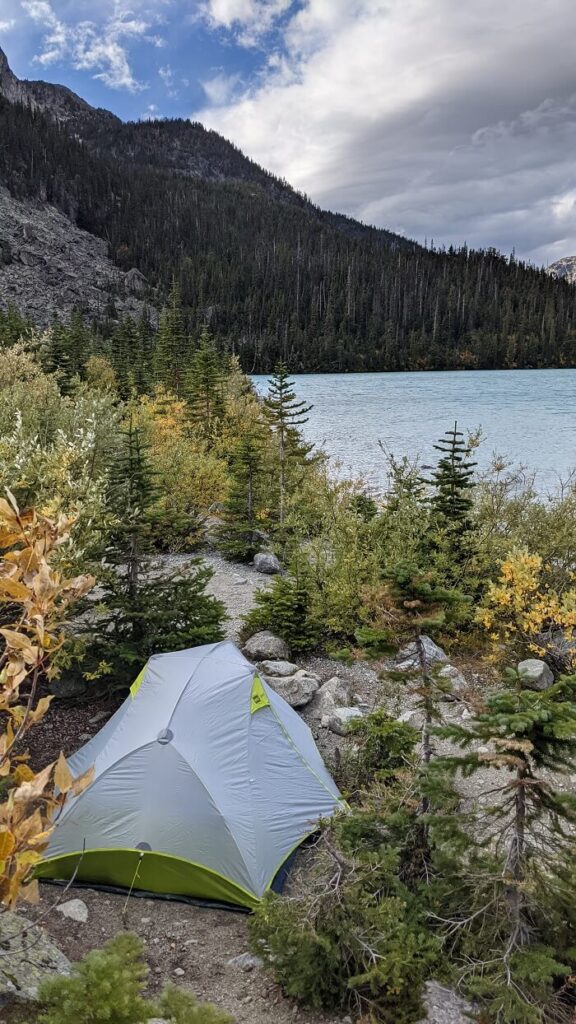the campsite at Upper Joffre Lake