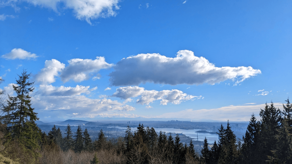 view from the Cypress viewpoint, showing a view of the Lower Mainland